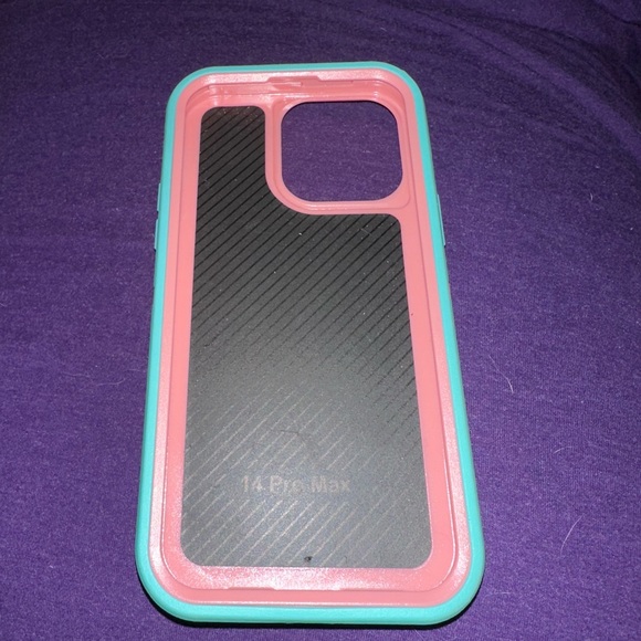 iPhone 14 Pro Max Teal and Pink Protective Phone Case - Picture 2 of 2